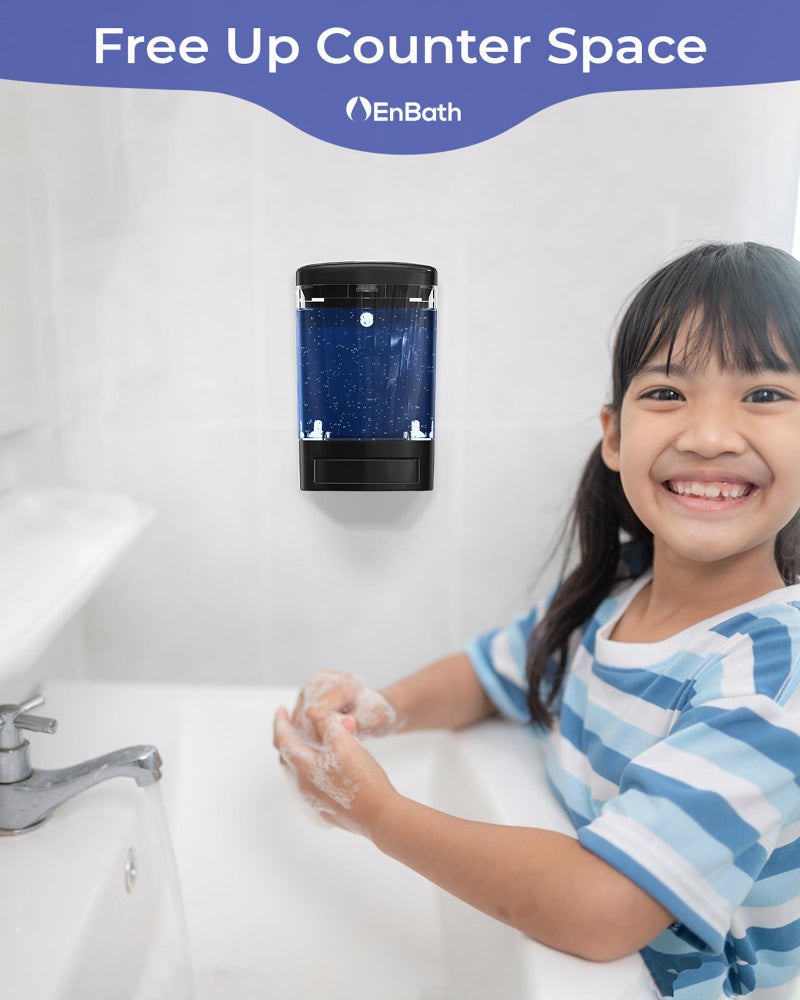 EnBath Wall Mount Soap Dispenser for Bathroom (2-Pack Black)  Commercial Hand Soap Dispenser 33.8oz (1000ml)  Manual Wall Mounted Soap Dispenser/Sanitizer Dispenser (Liquid/Gel) - Image 4